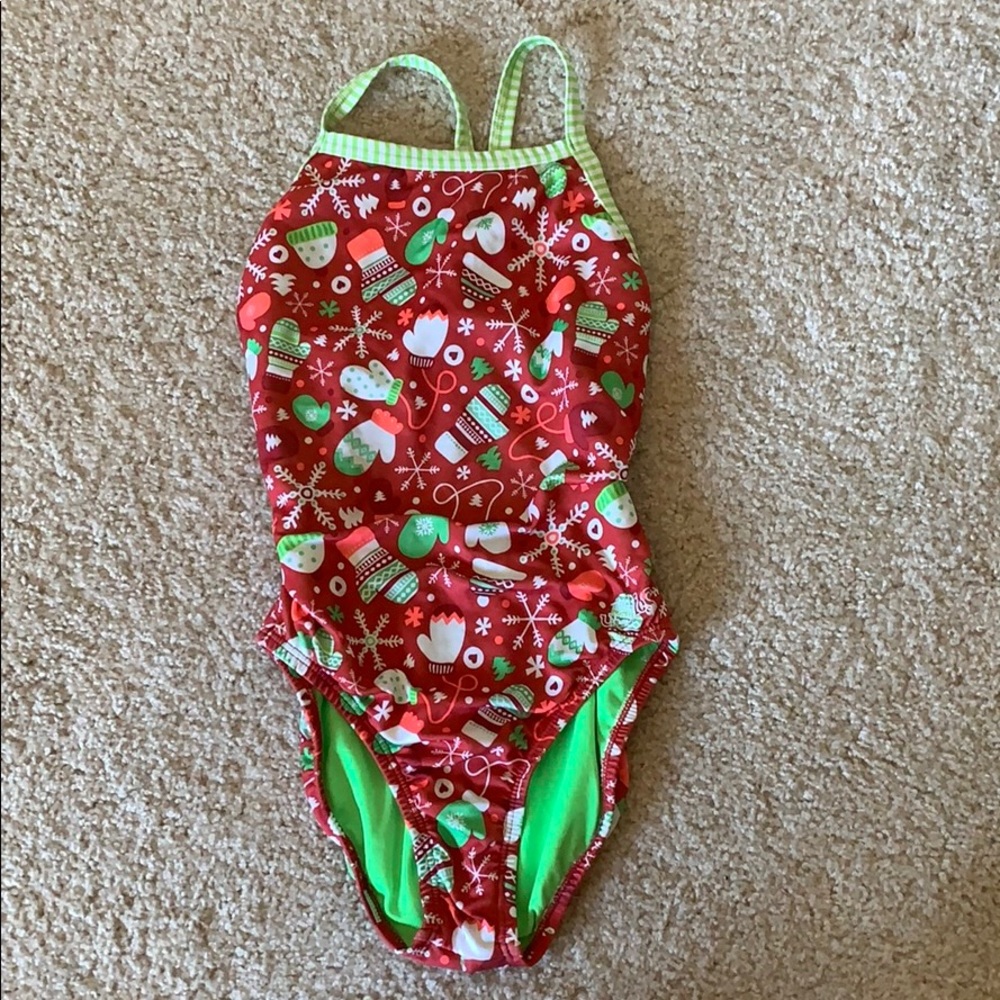 dolfin uglies christmas print one piece swim suit
